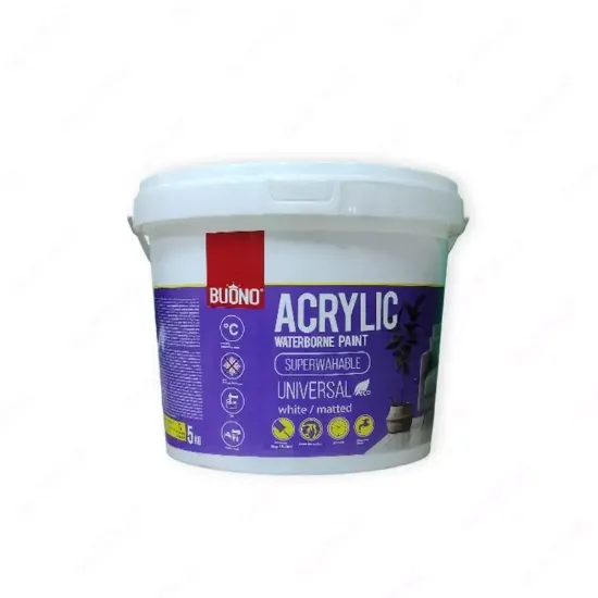 Buono Acrylic Waterborne Paint 5 кг (матовая белая) rasm