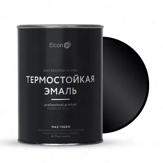 Изображение Термостойкая универсальная эмаль Elcon Max Therm 0.8 кг Черная