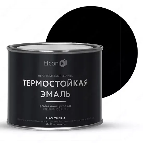 Термостойкая универсальная эмаль "Elcon" max therm 0.4 кг черная rasm