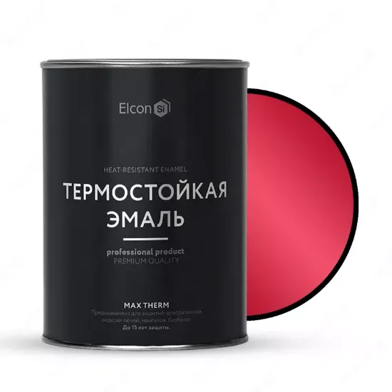 Изображение Термостойкая универсальная эмаль "Elcon" Max Therm, 0.8 кг (Ярко-красная)