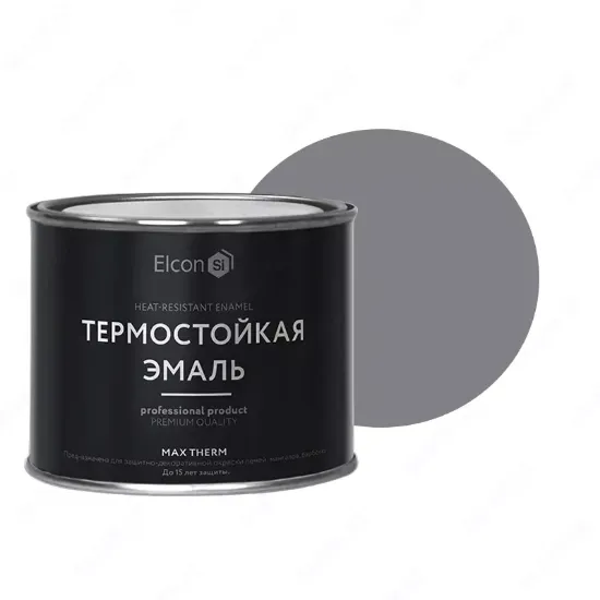Термостойкая универсальная эмаль "Elcon" Max Therm, 0.4 кг (Серая) rasm