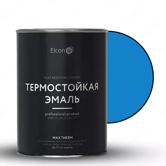 Термостойкая универсальная эмаль "Elcon" Max Therm, 0.8 кг (Голубая). rasm