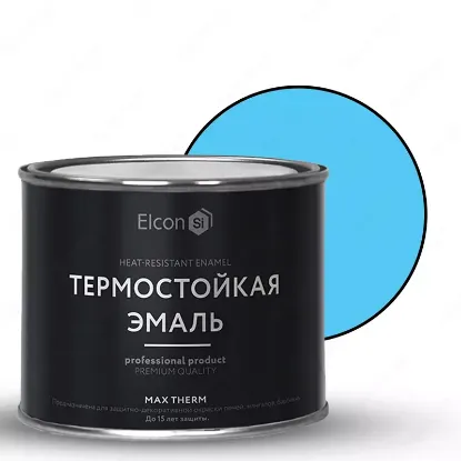 Изображение Термостойкая универсальная эмаль "Elcon" Max Therm, 0.4 кг (Голубая).