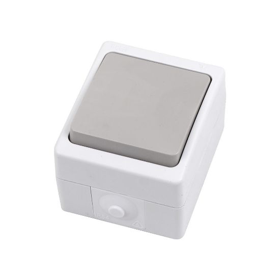 Изображение Выключатель одноклавишный для открытой установки Lezard IP54, белый.