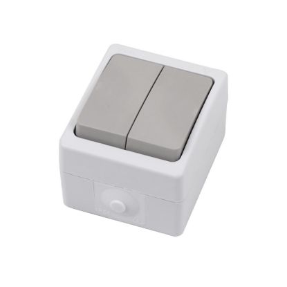 Изображение Выключатель двухклавишный для открытой установки Lezard IP54, белый