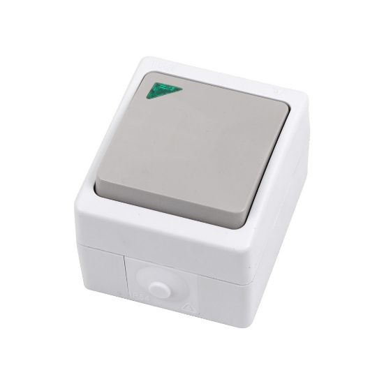 Picture of Выключатель одноклавишный с подсветкой для открытой установки Lezard IP54, белый