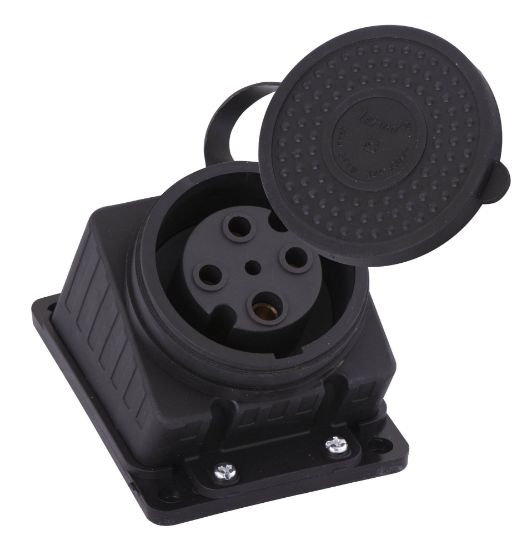 Изображение Розетка наружной установки наклонная трехфазная 3Р+Е 3х32А 380V (каучук)