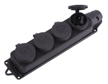 Изображение Розетка наруж. уст-ки 4-ая с заглушками 2Р+РЕ 1х16А 220-240V (каучук)