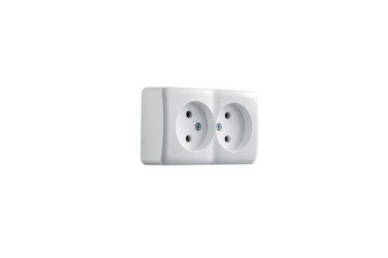 VIOLA Розетка двойная б/з белый rasm