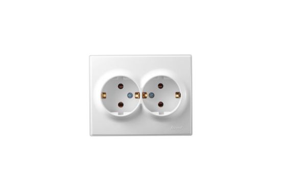 LESYA Розетка двойная с/з бакалит белая rasm