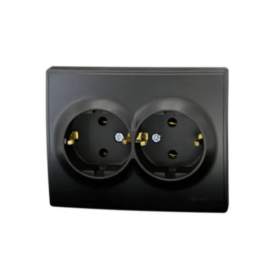 LESYA Розетка двойная с/з бакалит чёрная rasm