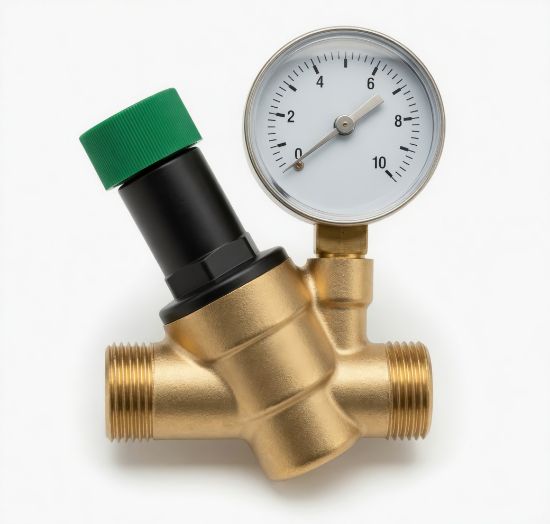 3/4" Редукционный клапан с манометром (никелированный) rasm