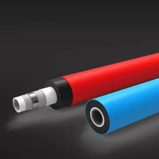 Изображение PEX-AL-PEX LASER труба с синей теплоизоляцией 16x20 100