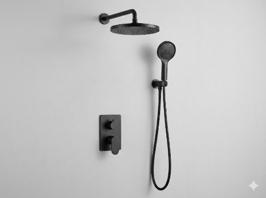 Picture of Комбинированный смеситель с душем скрытого монтажа (6000) 2 выхода (BLACK) (4)