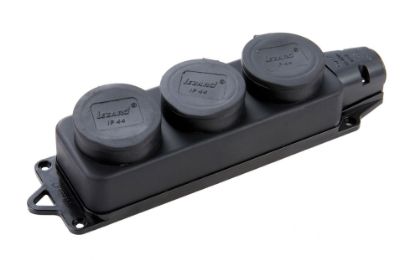 Изображение Уличная тройная розетка с крышкой - 2P+PE 16A 220-240V (Резина)