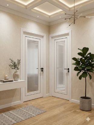 Изображение Обкладка двери Soft Taj — наличник-багет, рефлёное стекло 5 мм